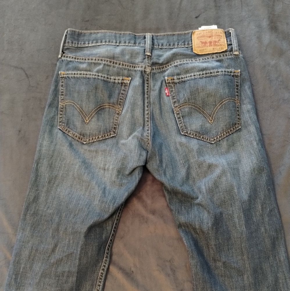Levis 527 Jeans Mens 32x30 Blue Low Slim Bootcut Medium Wash Cowboy Cotton Denim